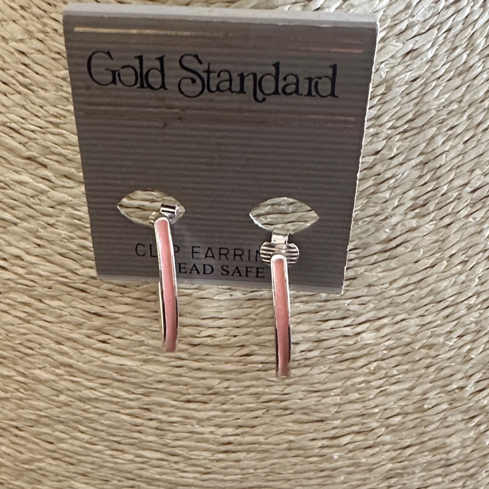 Silver and Pink Hoop Earrings